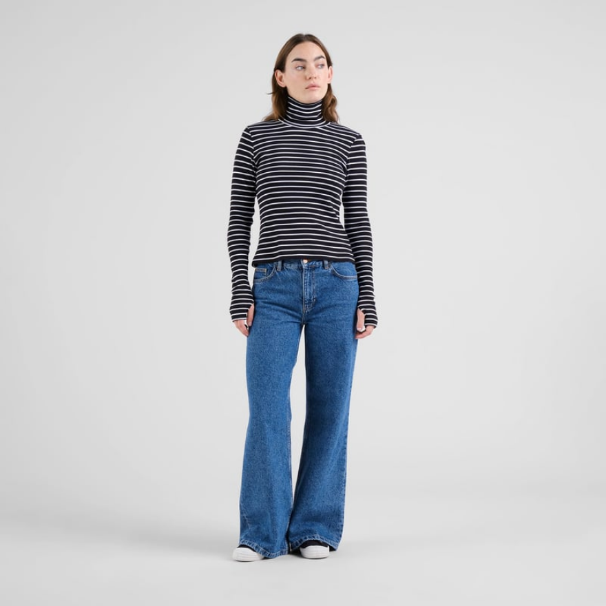 Dedicated Toppur Rib top Malma stripe Black/white