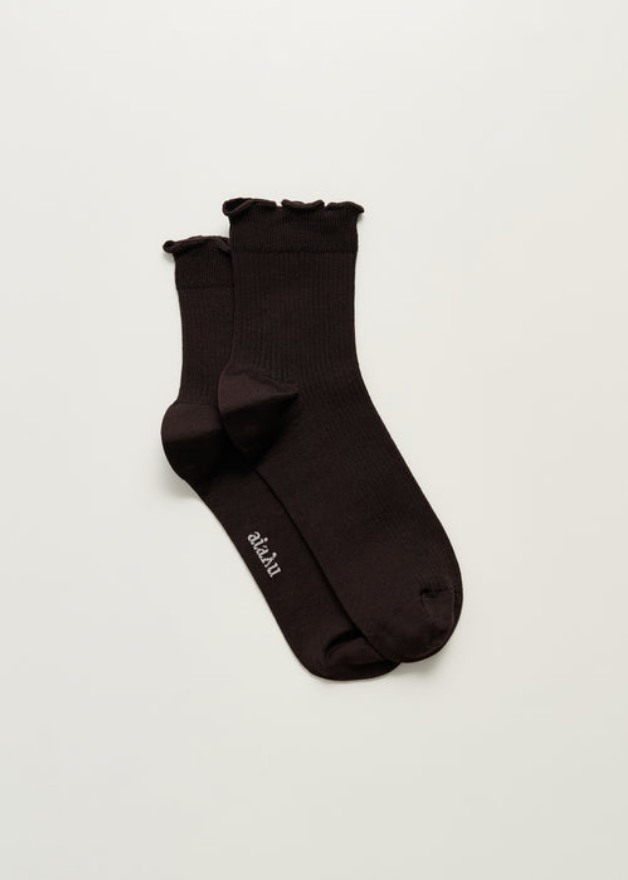 AIAYU SOKKAR Cotton Frill sock CHOCOLATE