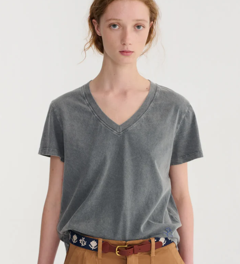 BOBO CHOSES Bolur V-neck T-shirt Light heather grey