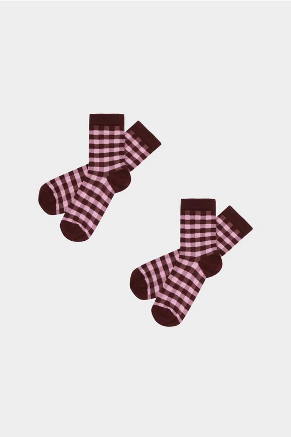 FUB sokkar Check socks Maroon/candy