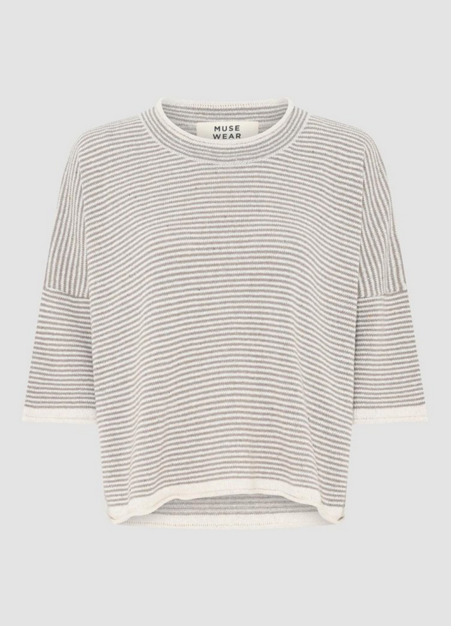 Muse Wear toppur Valborg top Stripe offwhite/sand