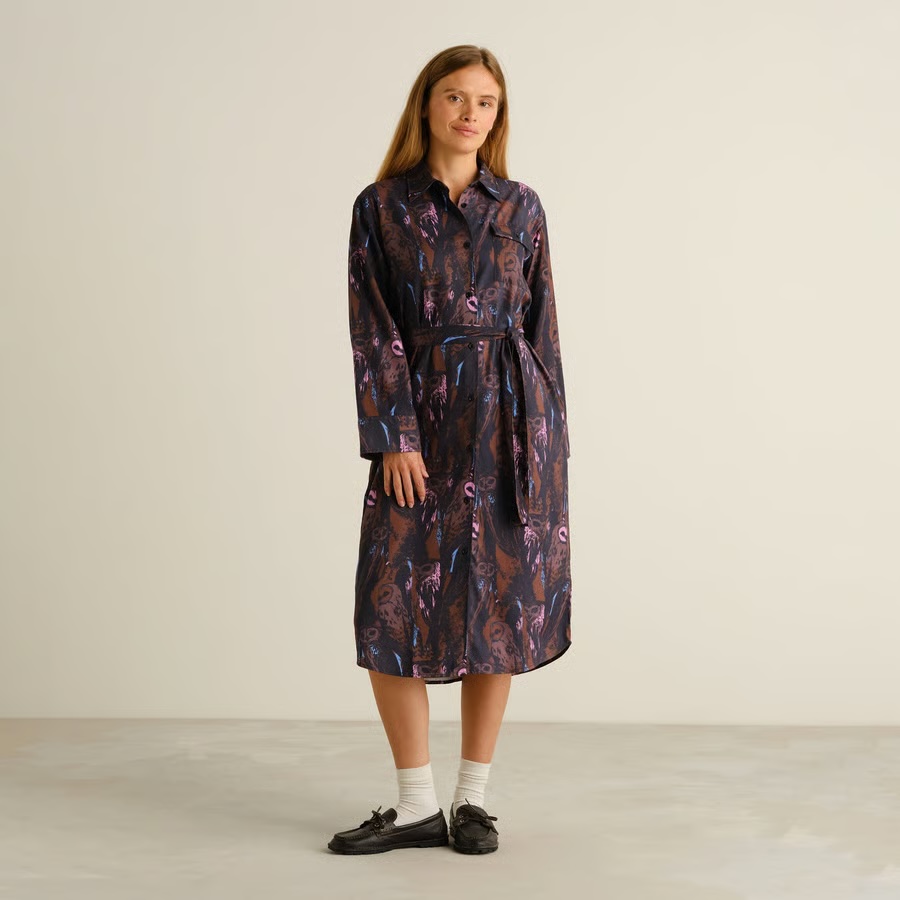 Dedicated kjóll Shirt Dress Kvilla Owls Multi Color