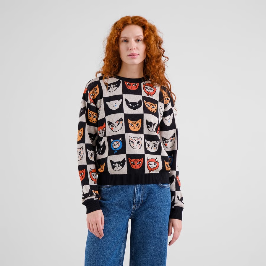 Dedicated peysa Sweater Arendal Cat Bingo Black