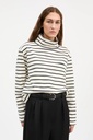 SKALL peysa Nessa t-neck blouse Ecru/navy stripe