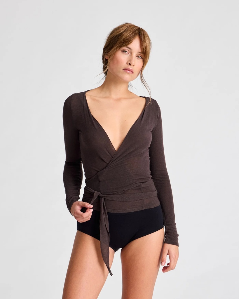 GAI+LISVA Toppur Anne Wrap LS Wool Top Mulch