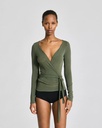 GAI+LISVA Toppur Anne Wrap LS Wool Top Olive