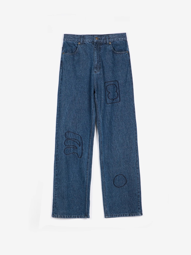 BOBO CHOSES buxur Embroidery washed mid-waist jeans