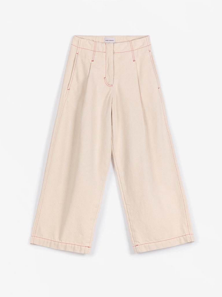 BOBO CHOSES buxur Ecru twill pleated barrel pants