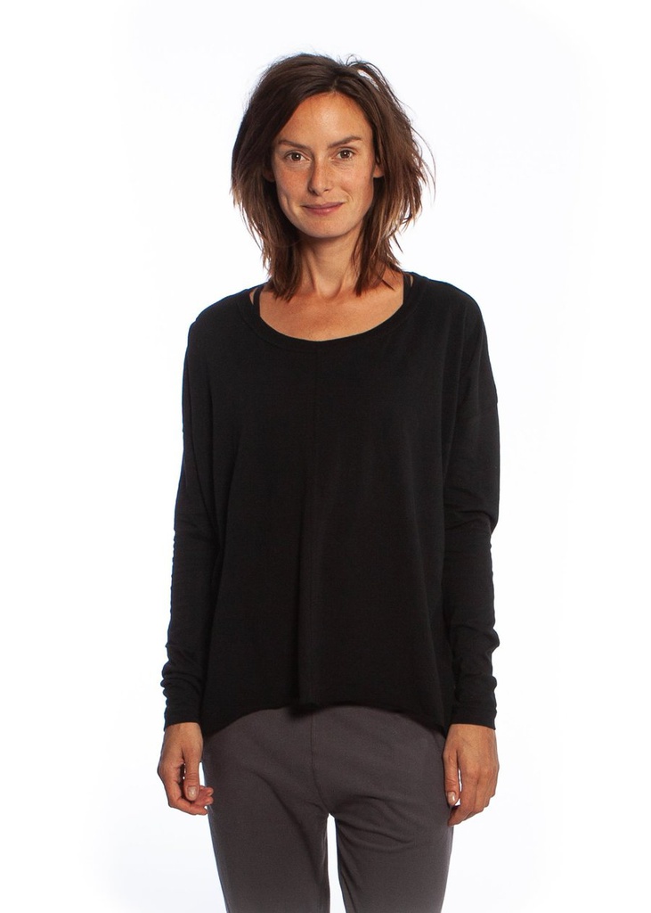 YOGAMII - LION DRAPY TEE - BLACK