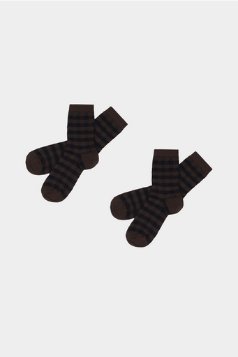 FUB sokkar Check socks Mocca/dark navy