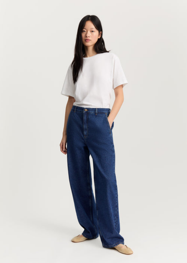 AIAYU gallabuxur Carlo Midwaist Wide Jeans MID BLUE