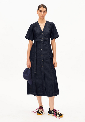 ARMEDANGELS kjóll Belted denim midi dress Rinse