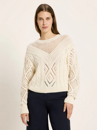 Lanius peysa Lochstrick Pullover Off white