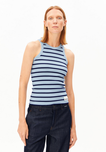 ARMEDANGELS BOLUR Kanitaa Stripes Top blue glow-tinted navy