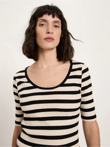 Lanius toppur Halbarmshirt Black/creme