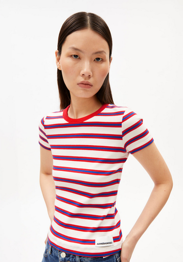 ARMEDANGELS bolur Kardaa stripes Oatmilk/mars