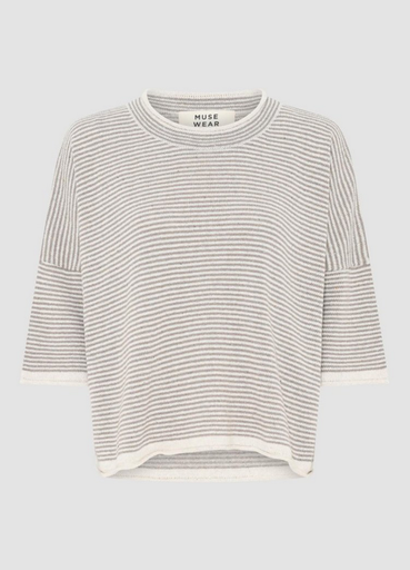 Muse Wear toppur Valborg top Stripe offwhite/sand