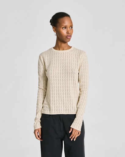 GAI+LISVA Toppur Freja L/S Pointel knit Top Ecru