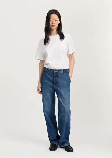 AIAYU gallabuxur Carlo Midwaist Wide Jeans Worn blue