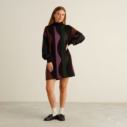 Dedicated kjóll Dress Nikkala Wavy stripe multi color