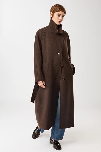 LANGERCHEN kápa CO251WO05 Coffee Long recycled wool coat