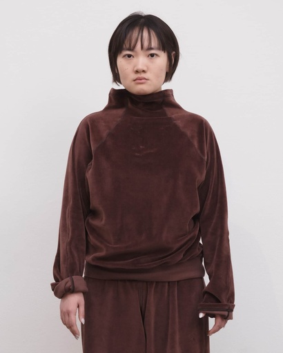 Baserange peysa Fold turtleneck Velour Nautil Brown