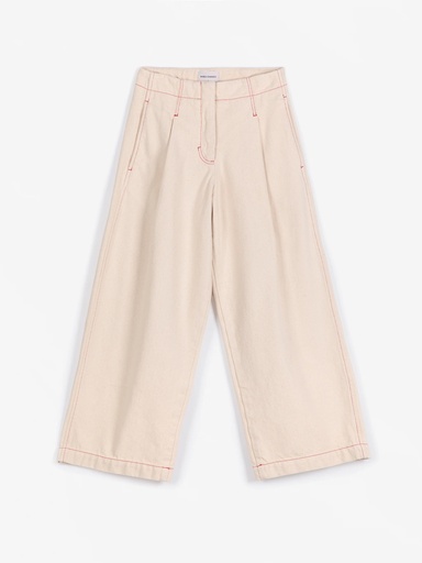 BOBO CHOSES buxur Ecru twill pleated barrel pants
