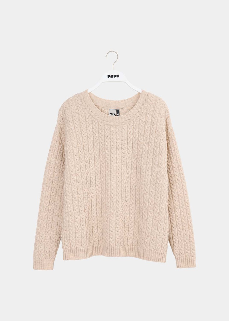 PAPU O-NECK PULLOVER CABLE KNIT