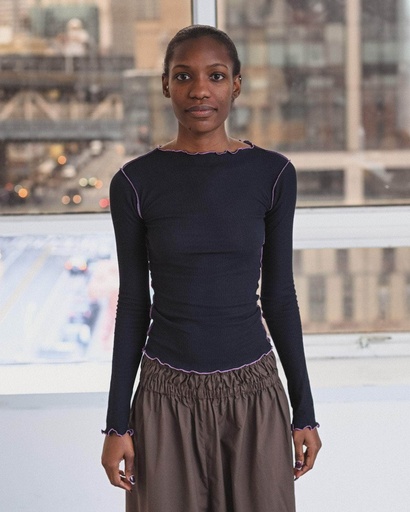 Baserange toppur Vein long sleeve Murano Navy