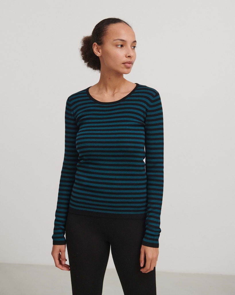 FUB peysa Thin Rib blouse 10323 Black Teal