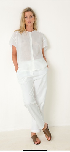 Cus skyrta Oversized collarless shirt White