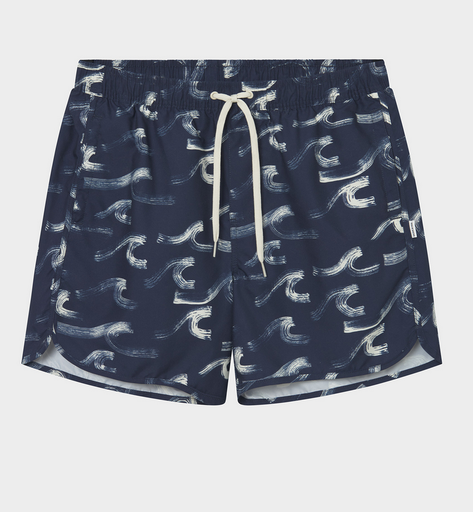 Dedicated Sundskýla Swim Shorts Sandhamn Waves Navy black