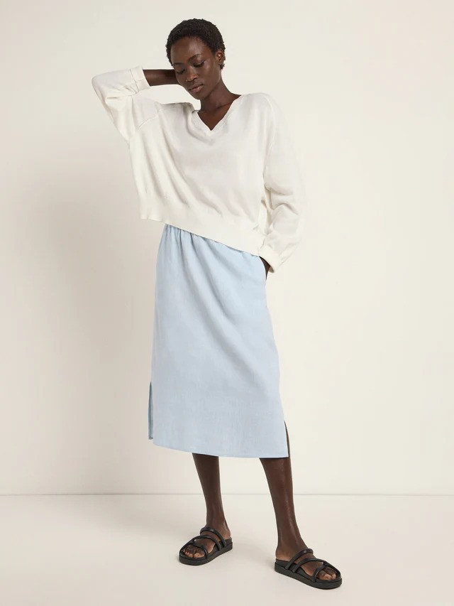 Lanius peysa Pullover mit V Ausschnitt Off white