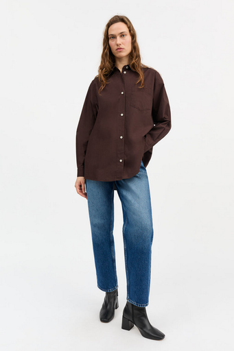 SKALL skyrta Edgar shirt Dark brown