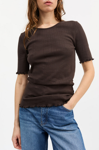 SKALL toppur Edie tee Dark brown