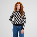 Dedicated peysa Sweater Arendal Pepita Cats Oat White Rainy Day,